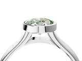 White gold Bezel Set Fancy Green Oval  Solitaire Diamond Ring with Smooth Band 5