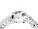White gold Bezel Set Fancy Green Pear Cut Diamond Split Shank Ring_28