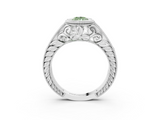 White gold Bezel Set Fancy Green Pear  Diamond Milgrain Pave Engagement Ring_36