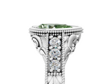 White gold Bezel Set Fancy Green Pear  Diamond Milgrain Pave Engagement Ring_38