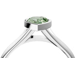 White gold Bezel Set Fancy Green Pear  Solitaire Diamond Ring with Smooth Band 5