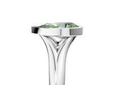 White gold Bezel Set Fancy Green Pear  Solitaire Diamond Ring with Smooth Band