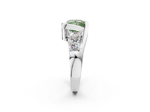 White gold Bezel Set Fancy Green Princess Cut Diamond Split Shank Ring_2