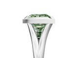 White gold Bezel Set Fancy Green Princess  Cut Solitaire Ring with Tapered Band 2