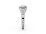 White gold Bezel Set Fancy Green Princess  Diamond Milgrain Pave Engagement Ring_2