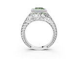White gold Bezel Set Fancy Green Princess  Diamond Milgrain Pave Engagement Ring_3