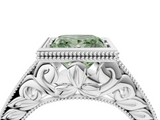 White gold Bezel Set Fancy Green Princess  Diamond Milgrain Pave Engagement Ring_4