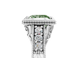 White gold Bezel Set Fancy Green Princess  Diamond Milgrain Pave Engagement Ring_5