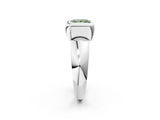 White gold Bezel Set Fancy Green Princess  Solitaire Ring with Wide Band 2