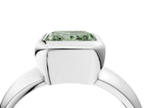 White gold Bezel Set Fancy Green Princess  Solitaire Ring with Wide Band 4