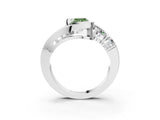 White gold Bezel Set Fancy Green Radiant Cut Diamond Split Shank Ring_38