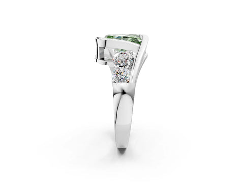 White gold Bezel Set Fancy Green Radiant Cut Diamond Split Shank Ring_38