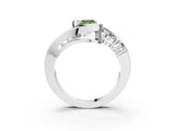 White gold Bezel Set Fancy Green Radiant Cut Diamond Split Shank Ring_51