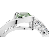 White gold Bezel Set Fancy Green Radiant Cut Diamond Split Shank Ring_52