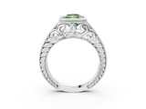 White gold Bezel Set Fancy Green Radiant  Diamond Milgrain Pave Engagement Ring_31