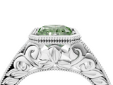 White gold Bezel Set Fancy Green Radiant  Diamond Milgrain Pave Engagement Ring_35