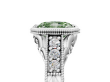 White gold Bezel Set Fancy Green Radiant  Diamond Milgrain Pave Engagement Ring_36