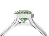 White gold Bezel Set Fancy Green Radiant  Solitaire Diamond Ring with Smooth Band 5