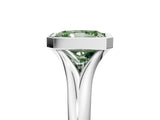 White gold Bezel Set Fancy Green Radiant  Solitaire Diamond Ring with Smooth Band