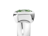 White gold Bezel Set Fancy Green Radiant  Solitaire Ring with Wide Band 1