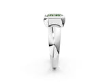White gold Bezel Set Fancy Green Radiant  Solitaire Ring with Wide Band 4