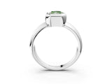 White gold Bezel Set Fancy Green Radiant  Solitaire Ring with Wide Band 5