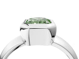White gold Bezel Set Fancy Green Radiant  Solitaire Ring with Wide Band