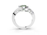 White gold Bezel Set Fancy Green Round Cut Diamond Split Shank Ring_27