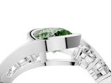 White gold Bezel Set Fancy Green Round Cut Diamond Split Shank Ring_28