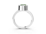 White gold Bezel Set Fancy Green Round Cut Solitaire Engagement Ring with Classic Band_3