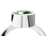 White gold Bezel Set Fancy Green Round Cut Solitaire Engagement Ring with Classic Band_4