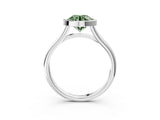 White gold Bezel Set Fancy Green Round  Cut Solitaire Ring with Tapered Band 3