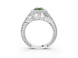 White gold Bezel Set Fancy Green Round  Diamond Milgrain Pave Engagement Ring_36