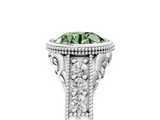 White gold Bezel Set Fancy Green Round  Diamond Milgrain Pave Engagement Ring_38