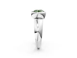 White gold Bezel Set Fancy Green Round  Solitaire Ring with Wide Band 3