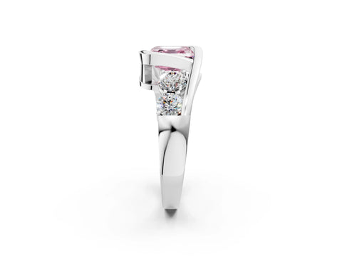 White gold Bezel Set Fancy Pink Asscher Cut Diamond Split Shank Ring_2