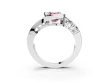 White gold Bezel Set Fancy Pink Asscher Cut Diamond Split Shank Ring_39