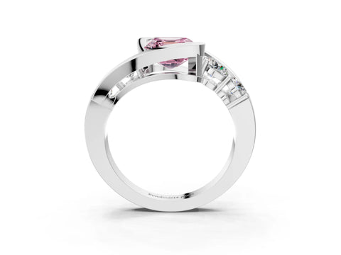 White gold Bezel Set Fancy Pink Asscher Cut Diamond Split Shank Ring_39