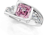 White gold Bezel Set Fancy Pink Asscher Cut Diamond Split Shank Ring_49