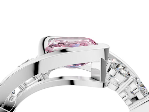 White gold Bezel Set Fancy Pink Asscher Cut Diamond Split Shank Ring_4