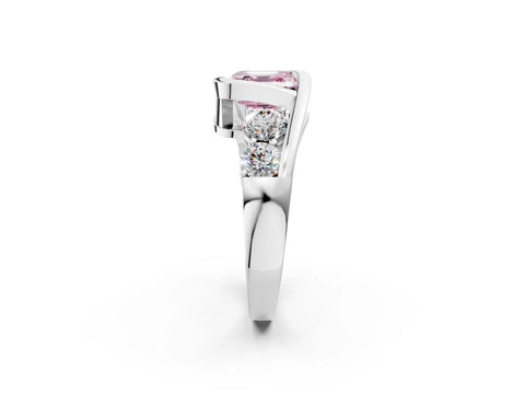 White gold Bezel Set Fancy Pink Asscher Cut Diamond Split Shank Ring_50