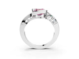 White gold Bezel Set Fancy Pink Asscher Cut Diamond Split Shank Ring_51