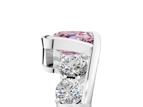 White gold Bezel Set Fancy Pink Asscher Cut Diamond Split Shank Ring_53