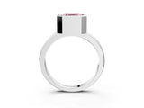 White gold Bezel Set Fancy Pink Asscher Cut Solitaire Engagement Ring with Classic Band_3