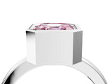 White gold Bezel Set Fancy Pink Asscher Cut Solitaire Engagement Ring with Classic Band_4