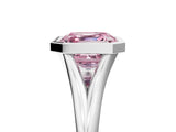 White gold Bezel Set Fancy Pink Asscher  Cut Solitaire Ring with Tapered Band