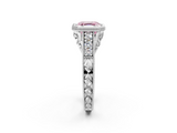 White gold Bezel Set Fancy Pink Asscher  Diamond Milgrain Pave Engagement Ring_19