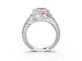 White gold Bezel Set Fancy Pink Asscher  Diamond Milgrain Pave Engagement Ring_19