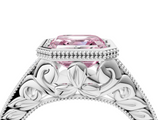 White gold Bezel Set Fancy Pink Asscher  Diamond Milgrain Pave Engagement Ring_21