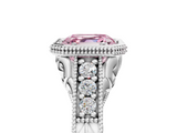 White gold Bezel Set Fancy Pink Asscher  Diamond Milgrain Pave Engagement Ring_22